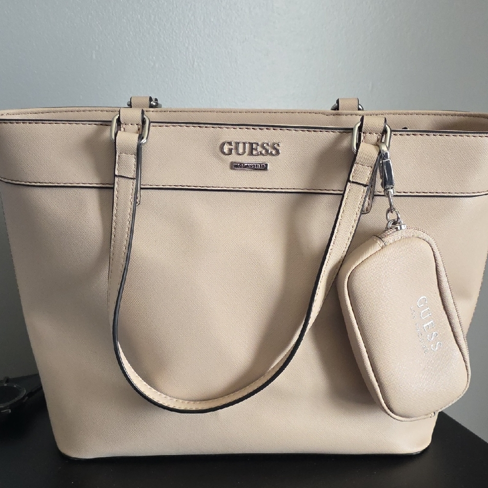 Guess Beige Tote with Coordinated Pouch